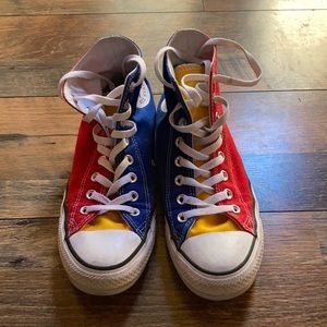 Color block high top converse